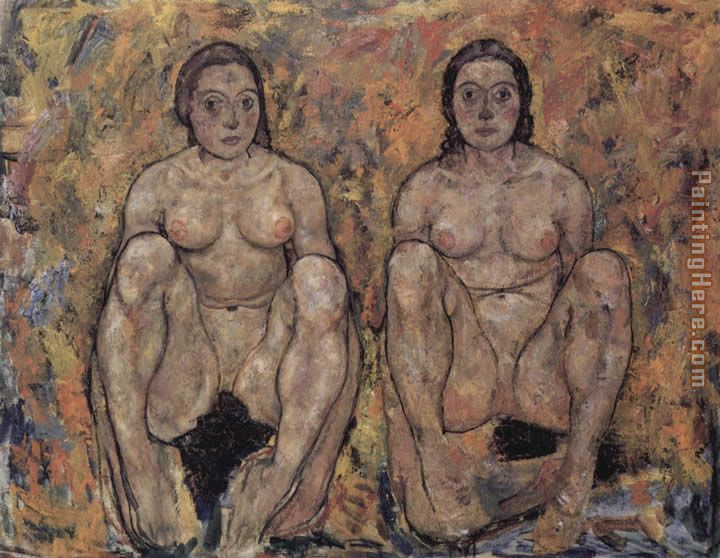 Egon Schiele Squatting women's pair